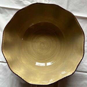 Yellow Scalloped Ceramic Serving Bowl